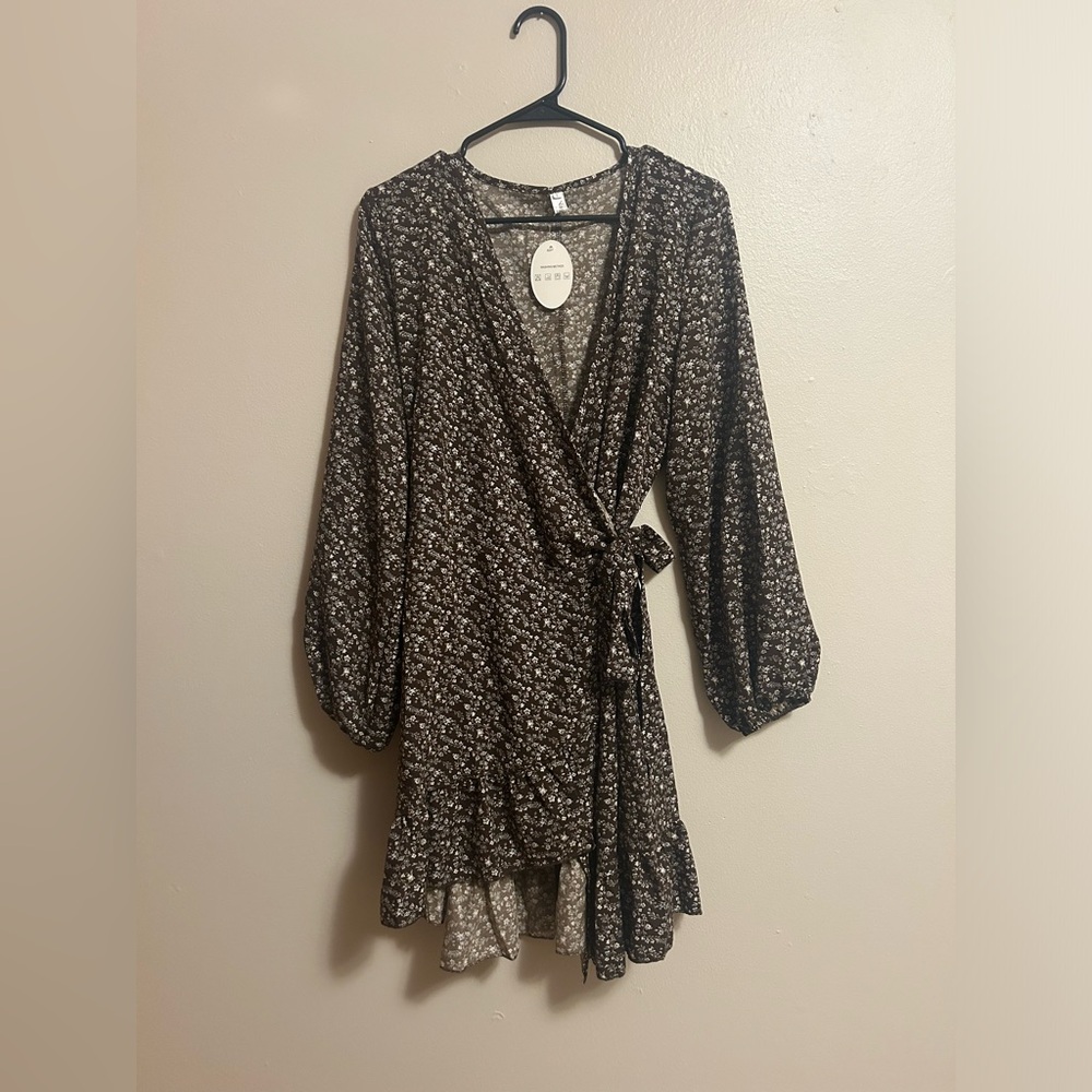Naggoo Womens Long Sleeve Wrap Mini Dress Size Large